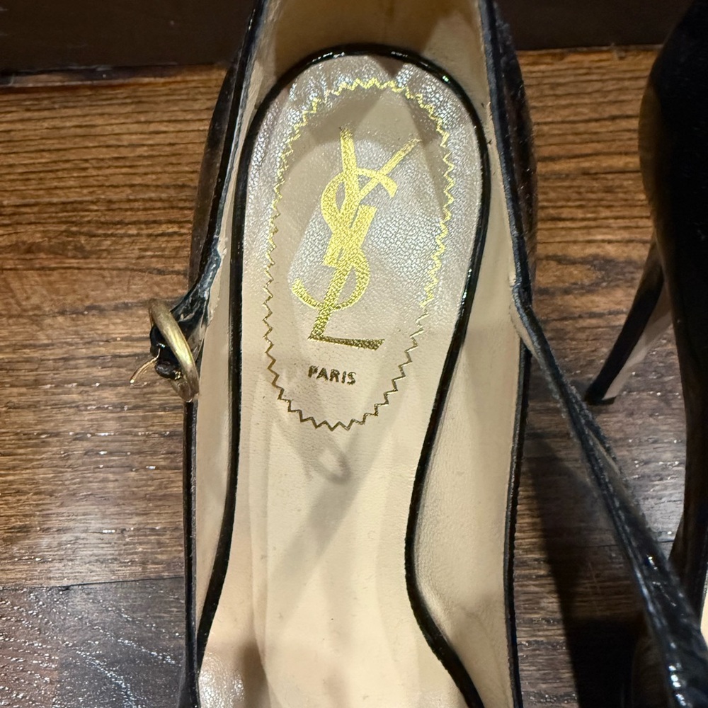 YSL platform peep toe high heel with strap. - Picture 6 of 8